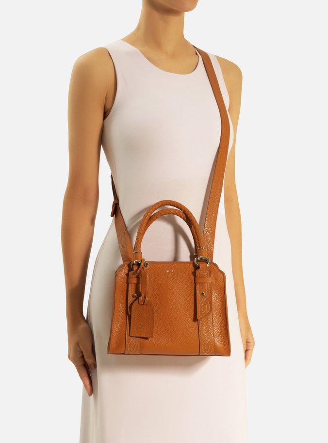 Bolsa Tote Marrom Couro Piazza Bordado Média