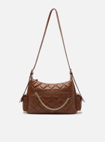 Arezzo — Bolsa Tiracolo Marrom Média Matelassê Bolsos