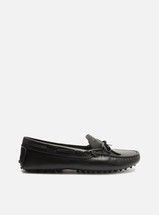 Mocassim Preto Couro Sola Emborrachada Retrô