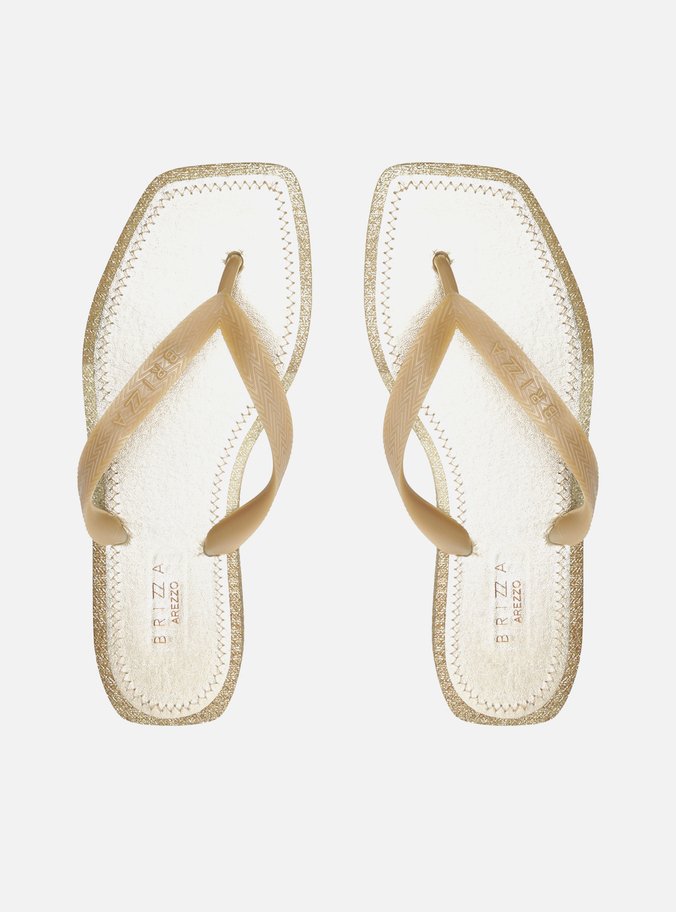Chinelo de Dedo Dourado Glitter Square Brizza