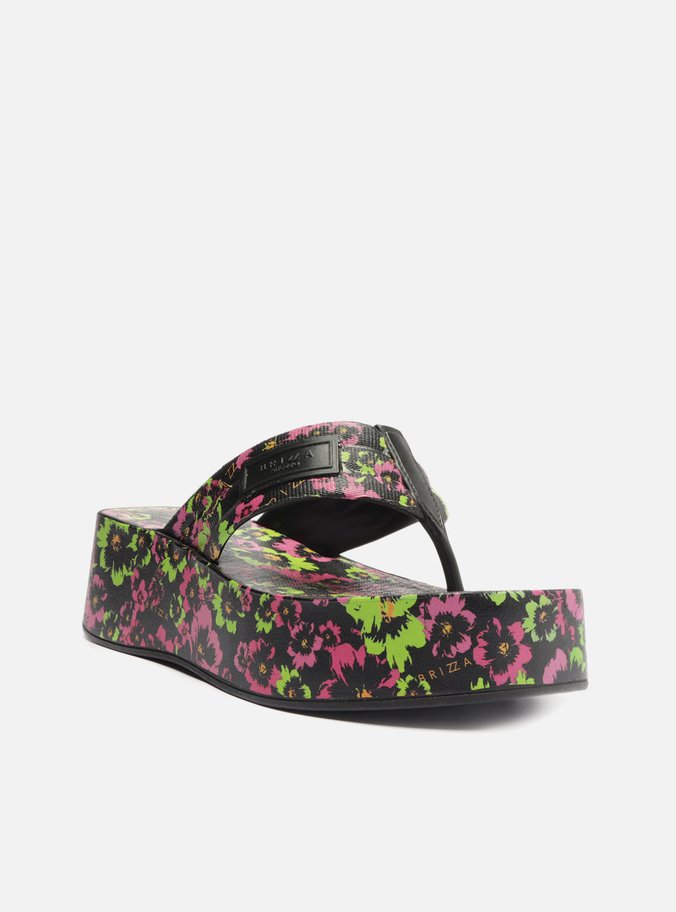 Tamanco Preta Floral Flatform Lulu Brizza