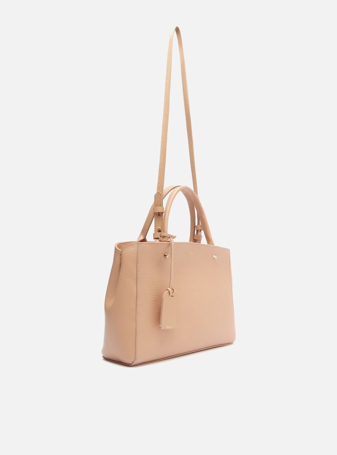 Bolsa Tote Bege Couro Wave Bella Média