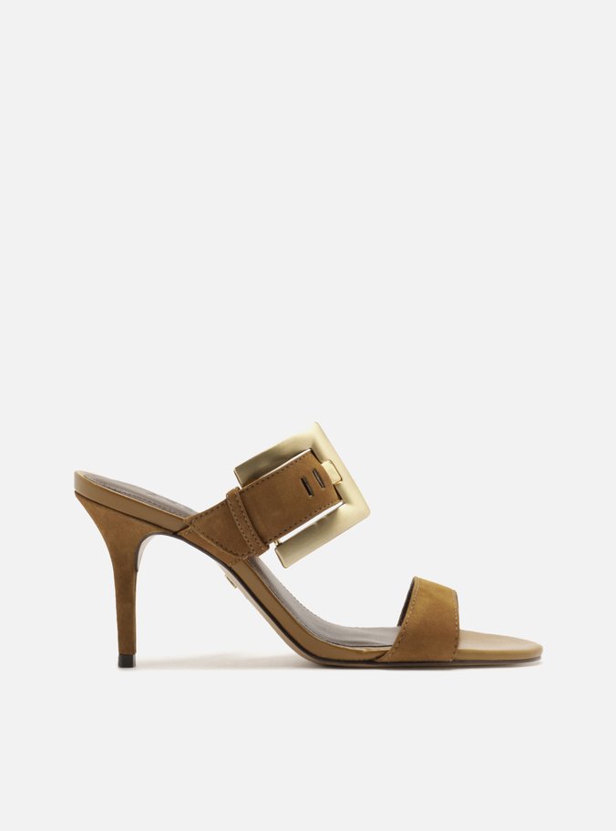 Sandália Marrom Camurça Salto Médio