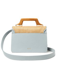 Bolsa Satchel Azul Ráfia Alana Pequena Bolsa Satchel Azul Ráfia Alana Pequena