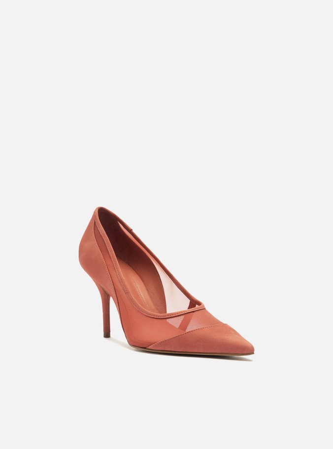 Scarpin Rosa Tela Salto Alto Fino