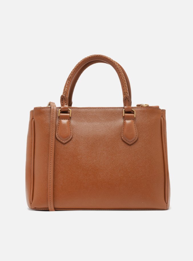 Tote Marrom Couro Grande Bag Charm Metal