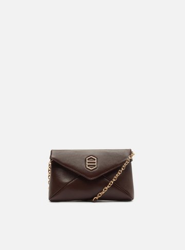 Arezzo — Bolsa Tiracolo Marrom Couro Pequena Metal