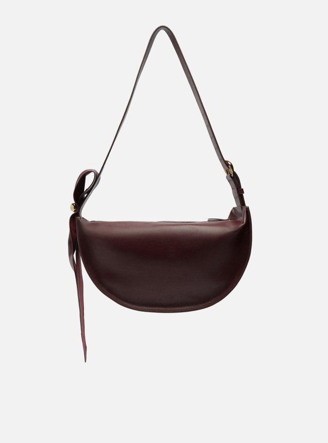 Bolsa Tiracolo Vinho Couro Grande Laço Metal