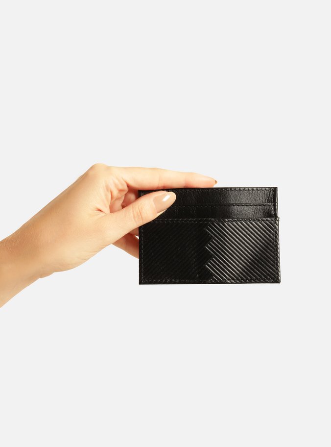 Porta-Cartão Preto Couro Zigue Zague