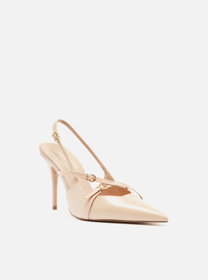 Scarpin Bege Couro Salto Alto Slingback Amélia