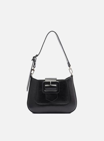 Bolsa Tiracolo Preta Couro Pequena Fivela