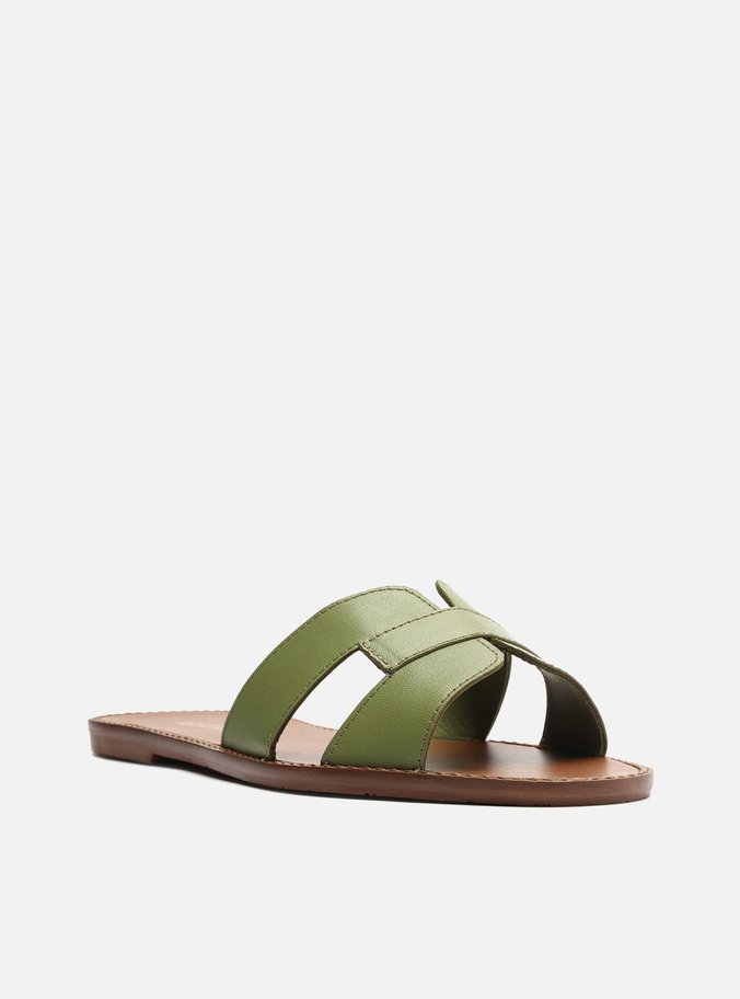Rasteira Verde Couro Slide Light Citrus