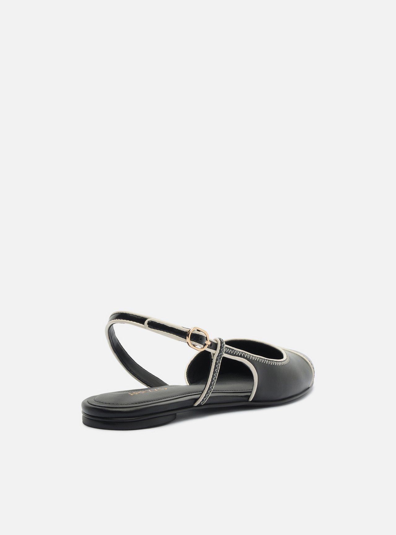 Sapatilha Preta Bico Redondo Fivela Slingback — foto 3