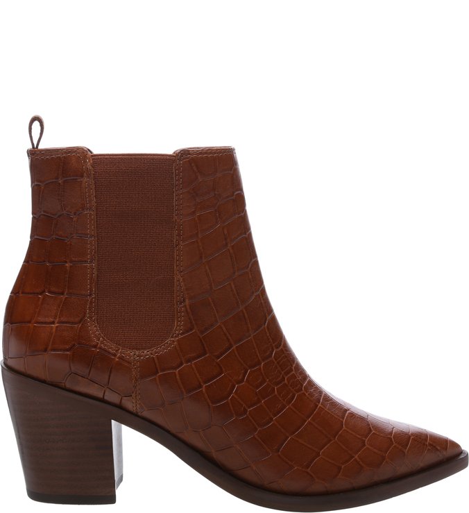Bota Couro Croco Western Tawny