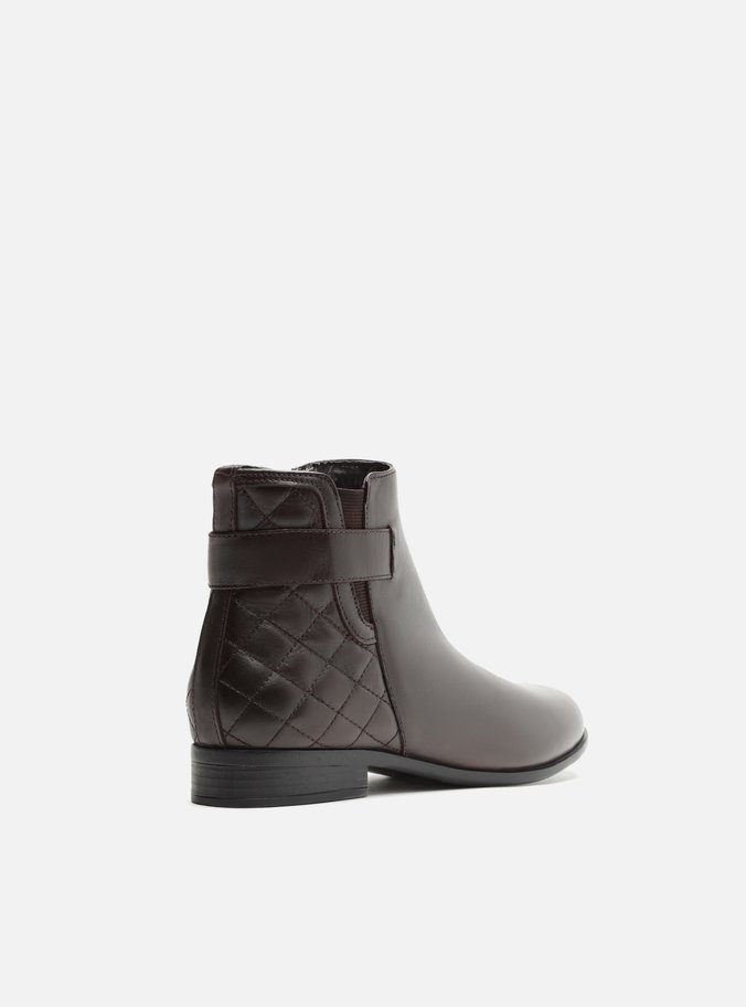 Bota Marrom Couro Cano Curto Matelassê
