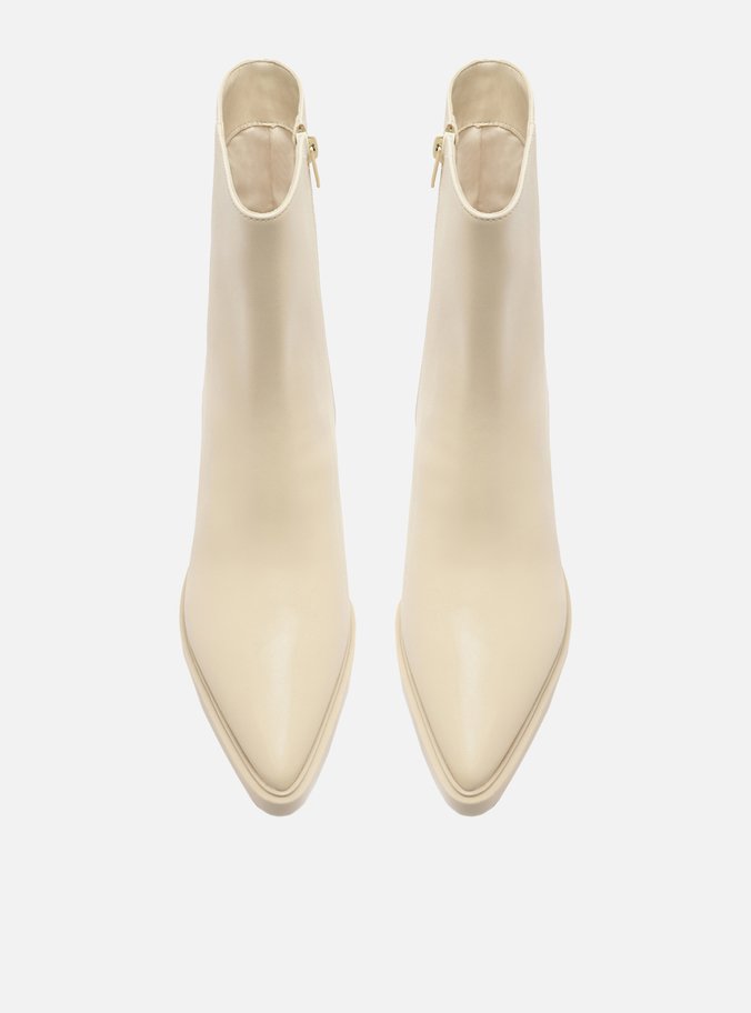 Bota Off-White Couro Cano Médio Western