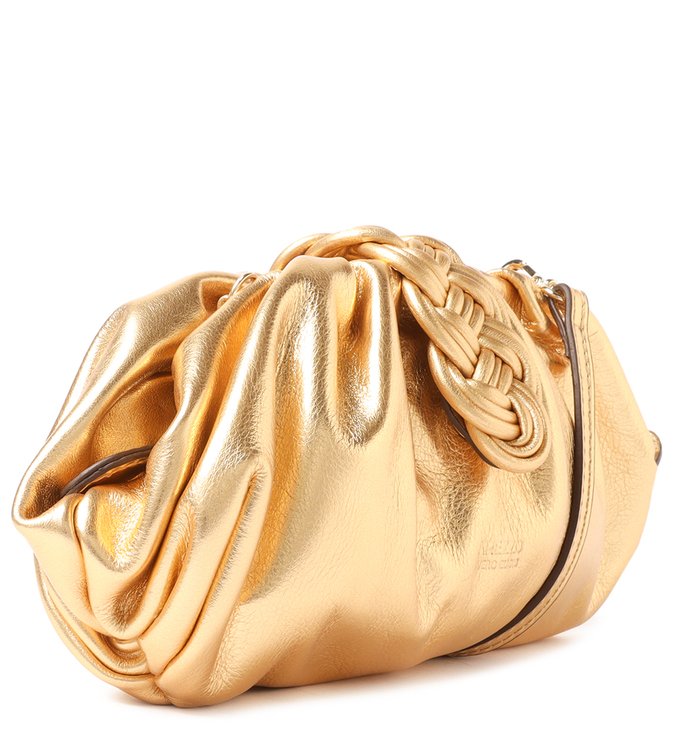 Bolsa Tiracolo Dourada Couro Maia Média