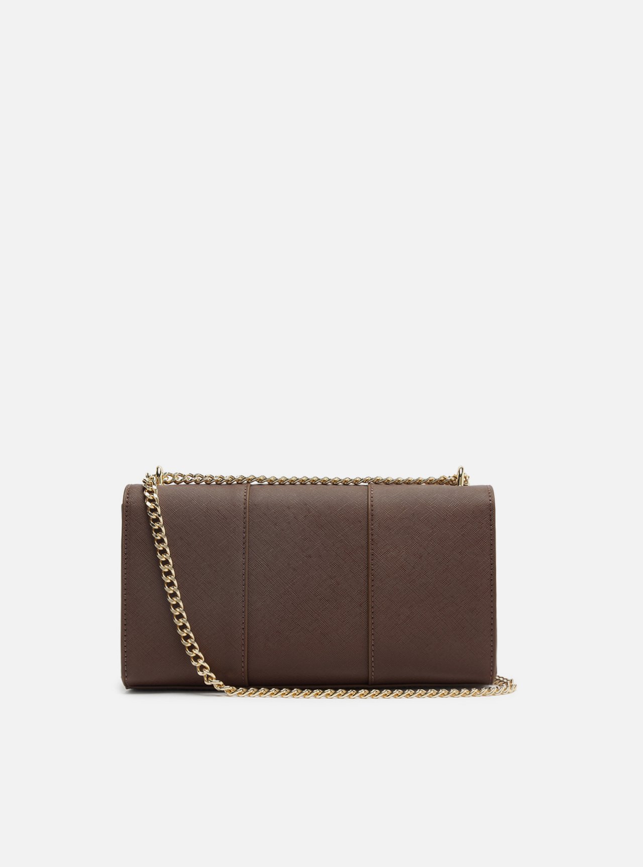 Bolsa Tiracolo Marrom Média Fecho Dourado Corrente — foto 3