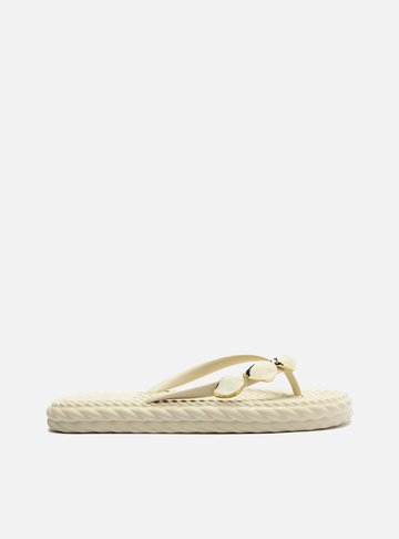Chinelo de Dedo Branco Marrocos Flip Flop Metal