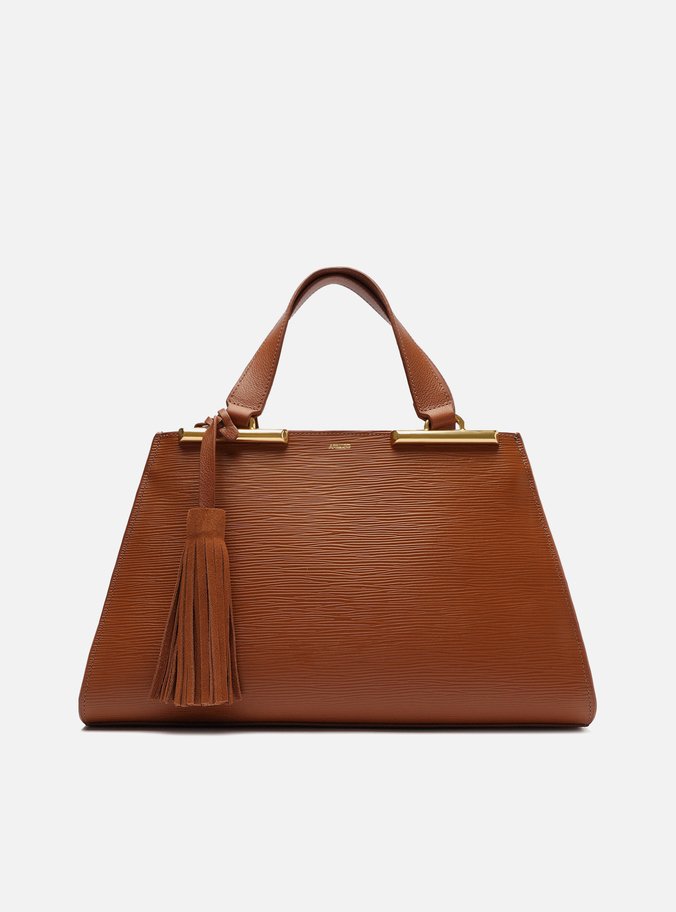 Bolsa Shopping Marrom Caramel Couro Média Barbicacho