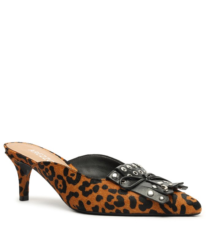 Mule Animal Print Pelo Salto Fino Tereza