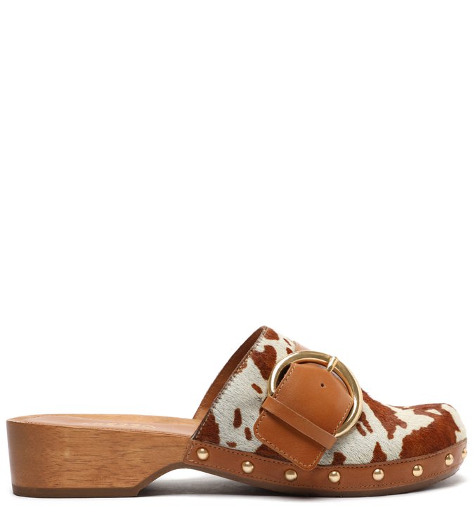 Clog Animal Print Pelo Cow Filó