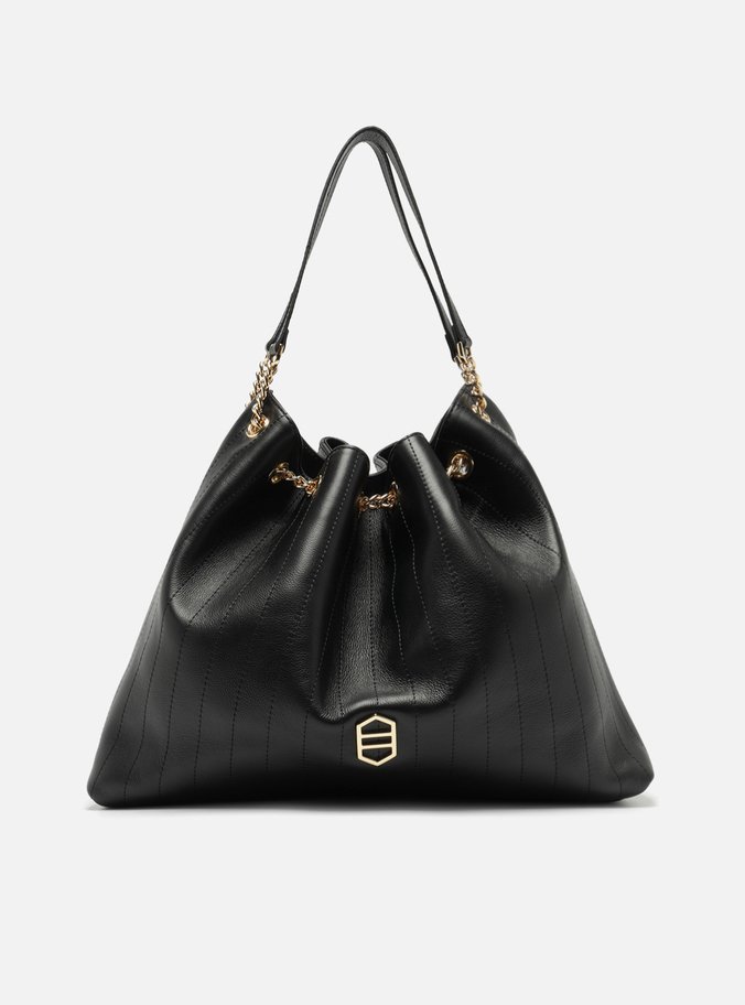 Bolsa Hobo Preta Couro Grande Matelassê