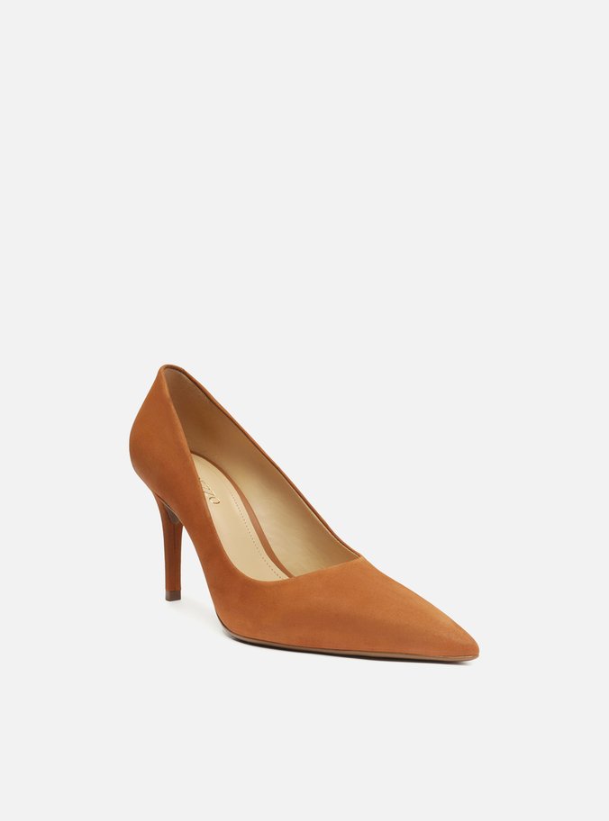 Scarpin Marrom Nobuck Salto Fino Bico Fino