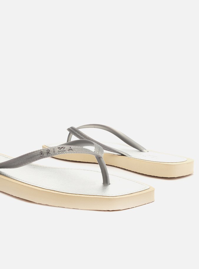 Chinelo de Dedo Prata Recouro Metal Square