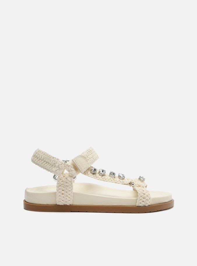 Sandália Off-White Flatform Bordada Mykonos