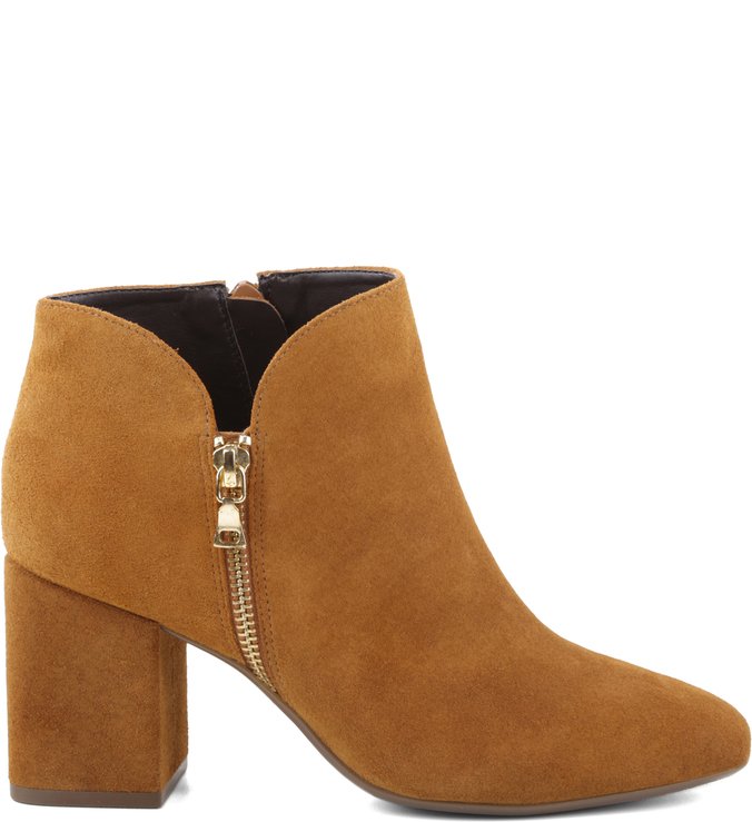Bota Camurça Zíper Camel