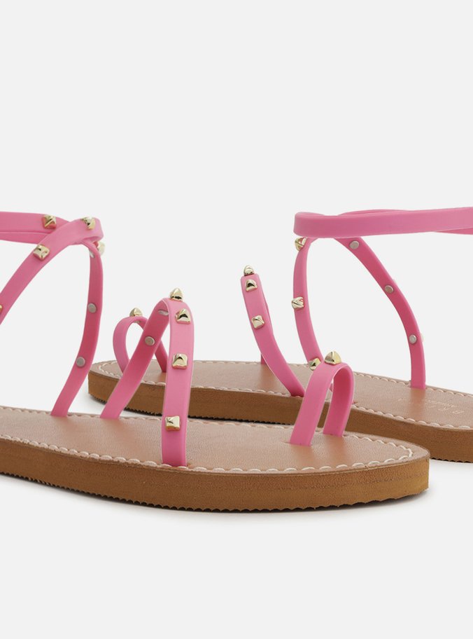 Sandália Rasteira Multicolorido Tachas Provença