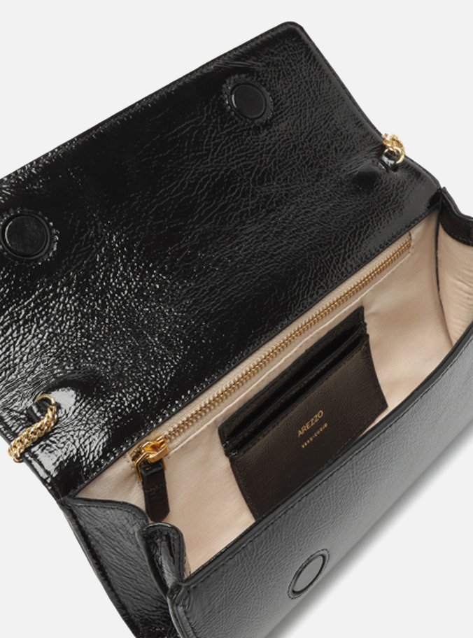 Bolsa Tiracolo Preta Couro Pequena Alongada
