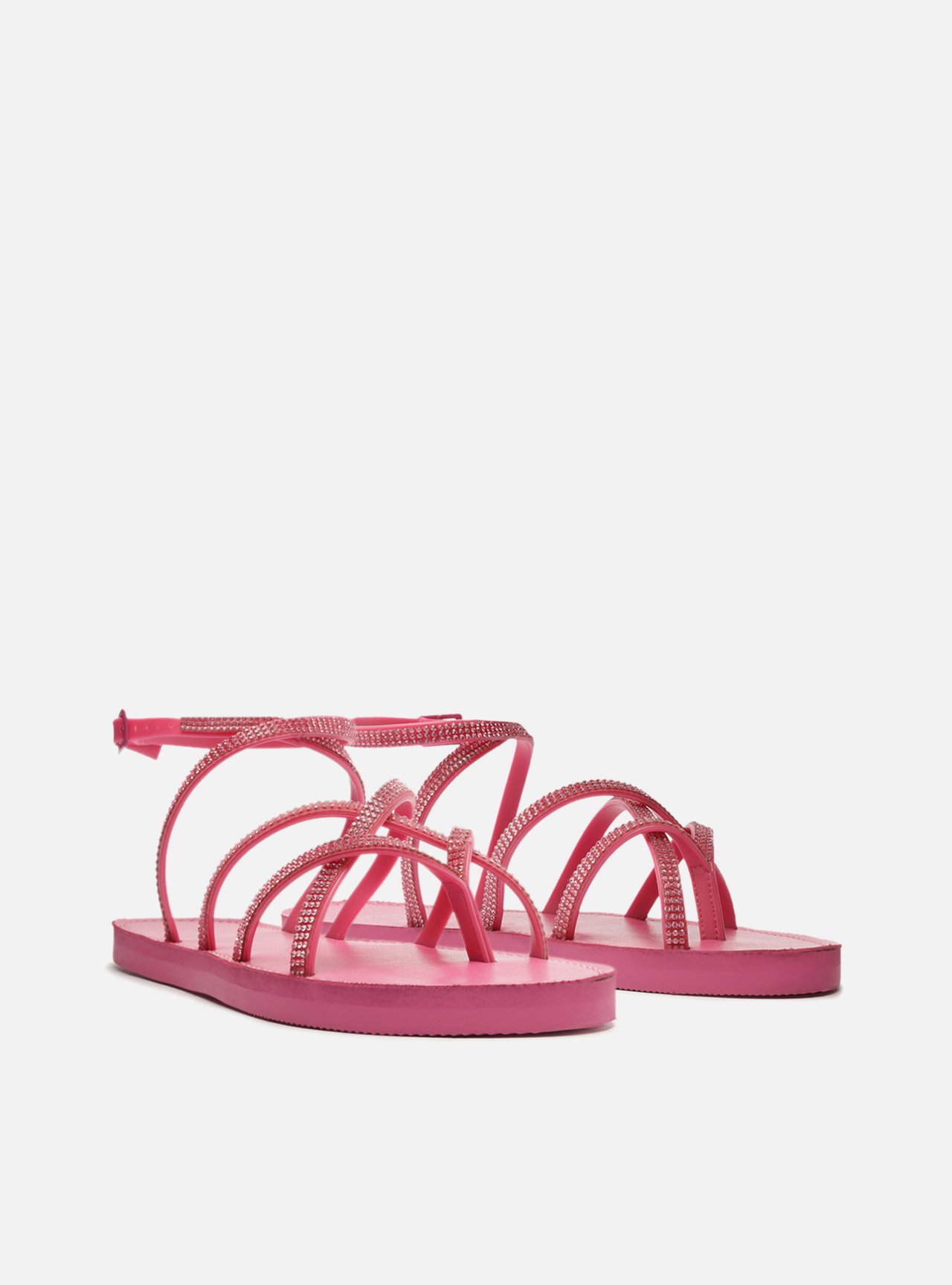 Sandália Rasteira Rosa Strass Tiras Nice — foto 4