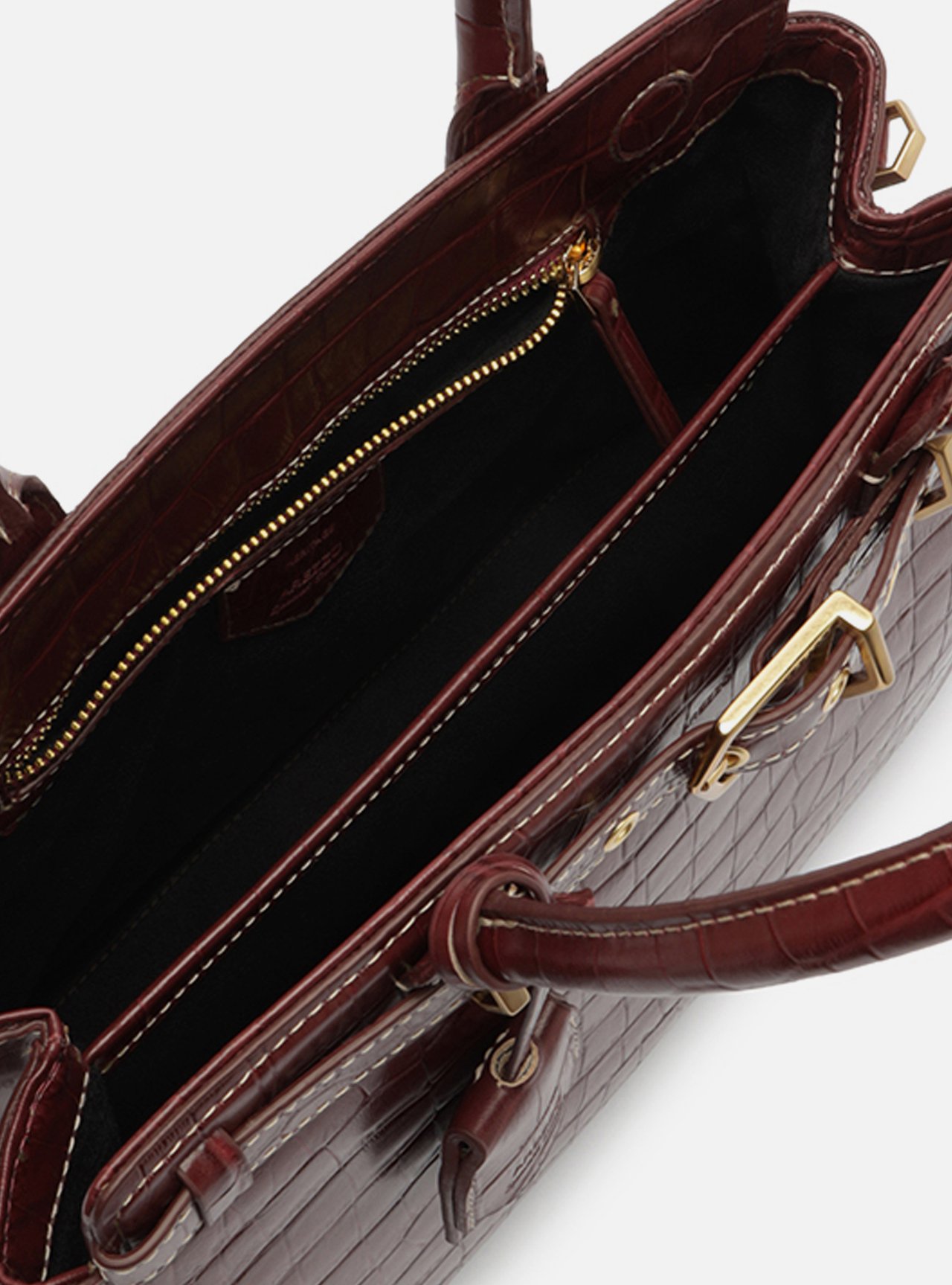 Bolsa Tote Vinho Couro Croco Grande Bag Charm — foto 4
