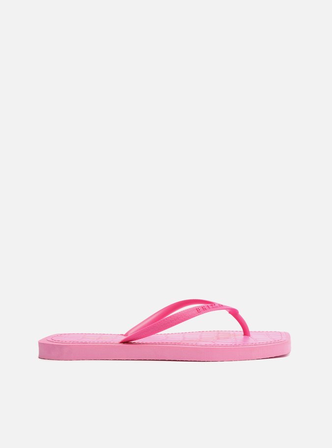 Chinelo de Dedo Rosa Square Palmilha Croco