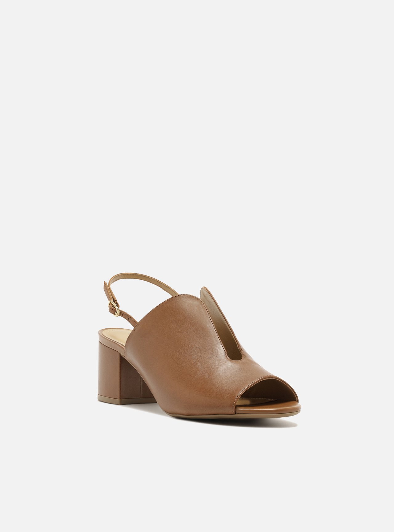 Sandália Marrom Salto Bloco Slingback — foto 2