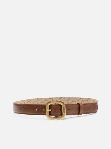 Cinto Marrom Couro Worn Largo Fivela