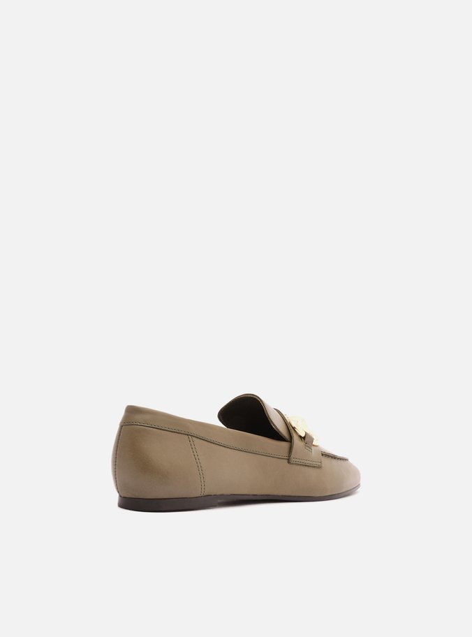 Mocassim Verde Couro Bridão Metal