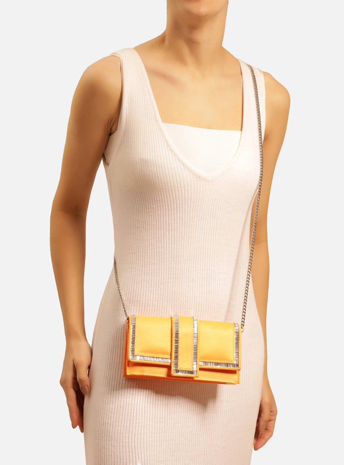 Bolsa Tiracolo Laranja Cetim Pequena