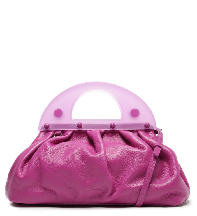 Clutch Roxa Couro Clarissa Média