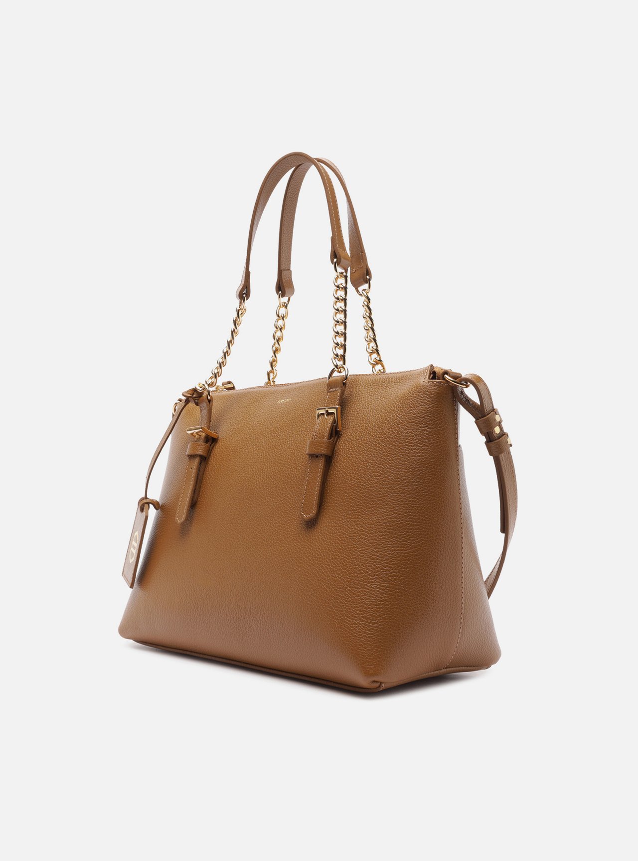 Bolsa Tote Marrom Couro Grande Alça Corrente — foto 2