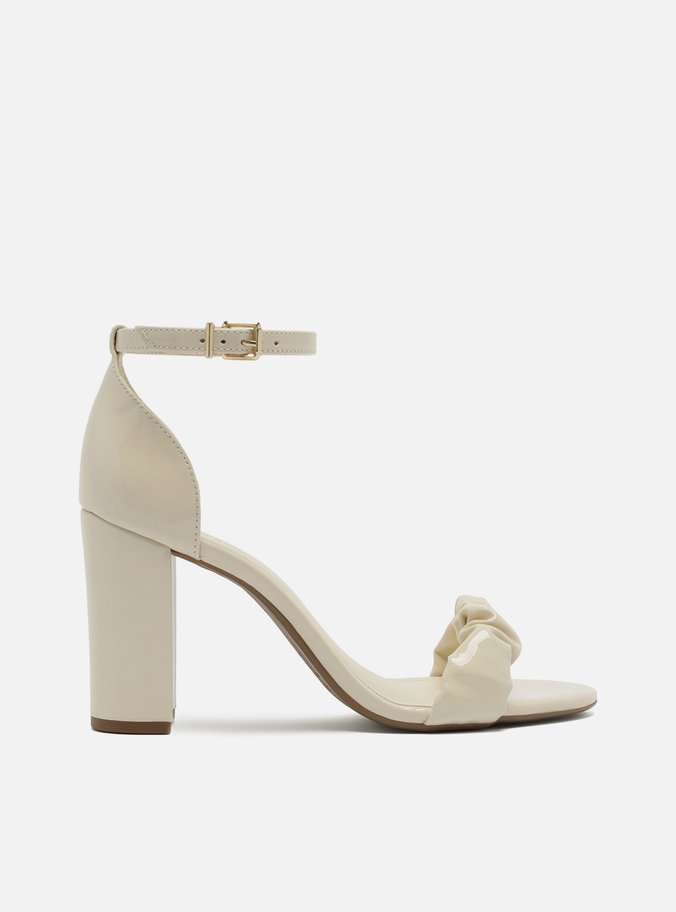 Sandália Verniz Soft Salto Bloco Alto Branco