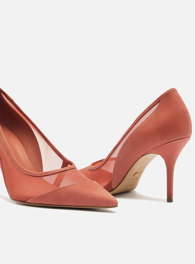 Scarpin Rosa Tela Salto Alto Fino