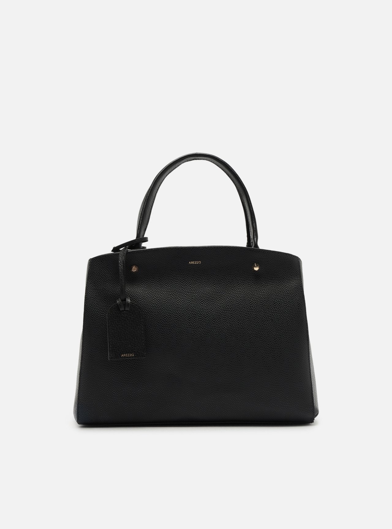Bolsa Tote Preta Couro Bella Média — foto 1