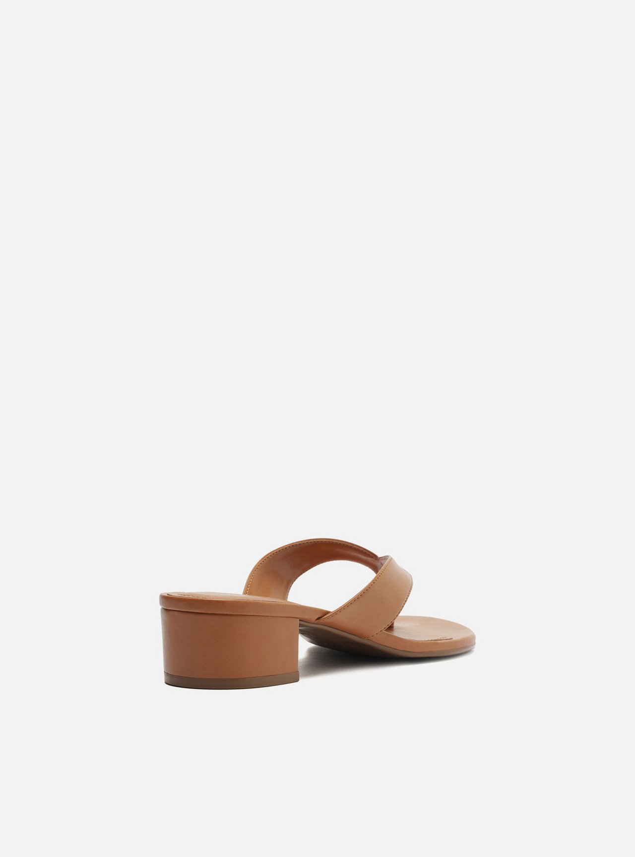 Tamanco Marrom Salto Baixo Tiras Flip Flop — foto 3