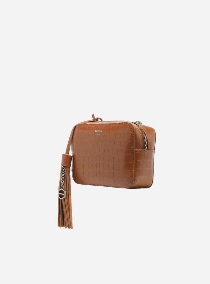 Bolsa Tiracolo Marrom Croco Valentina Pequena