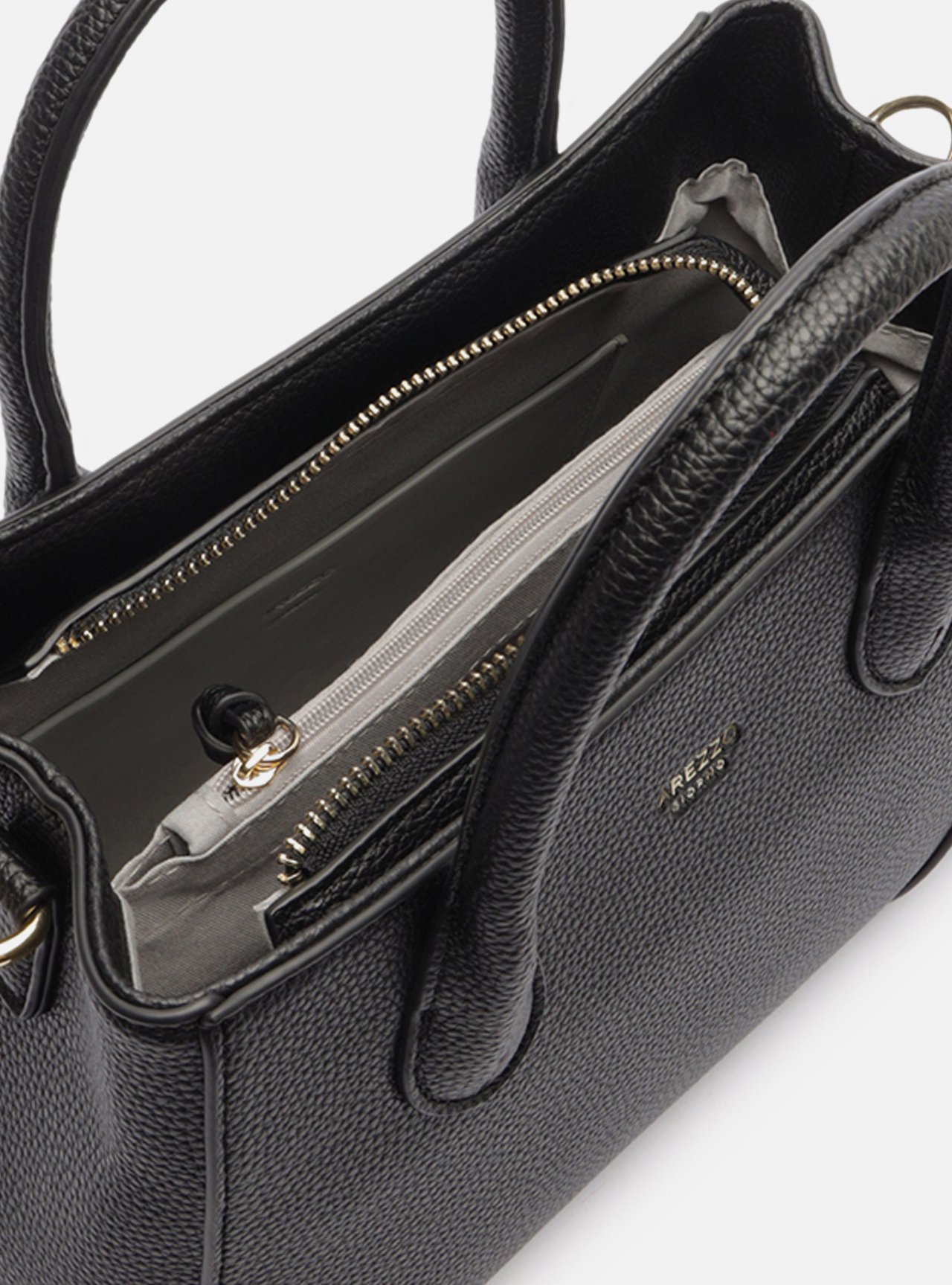 Bolsa Tote Preta Média Textura — foto 4