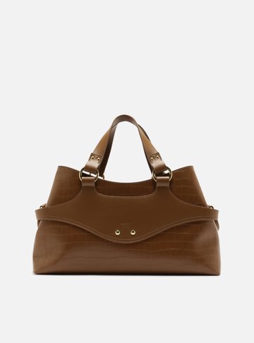Arezzo — Bolsa Tote Marrom Grande Textura Croco