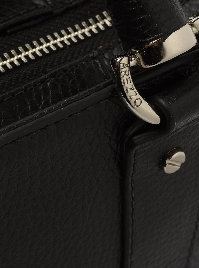 Bolsa Tote Couro Preta Piazza Média